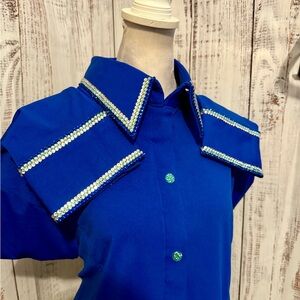 Royal Blue Embellished Western Horse Show Shirt